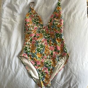 JCrew + Liberty one piece, in like new condition! Adjustable straps